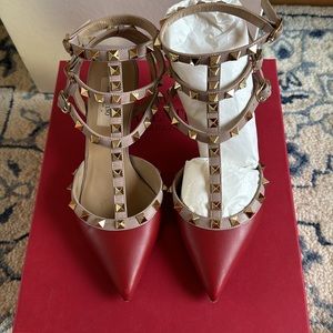 Valentino Caged Rockstud Pumps Red 65 mm 36